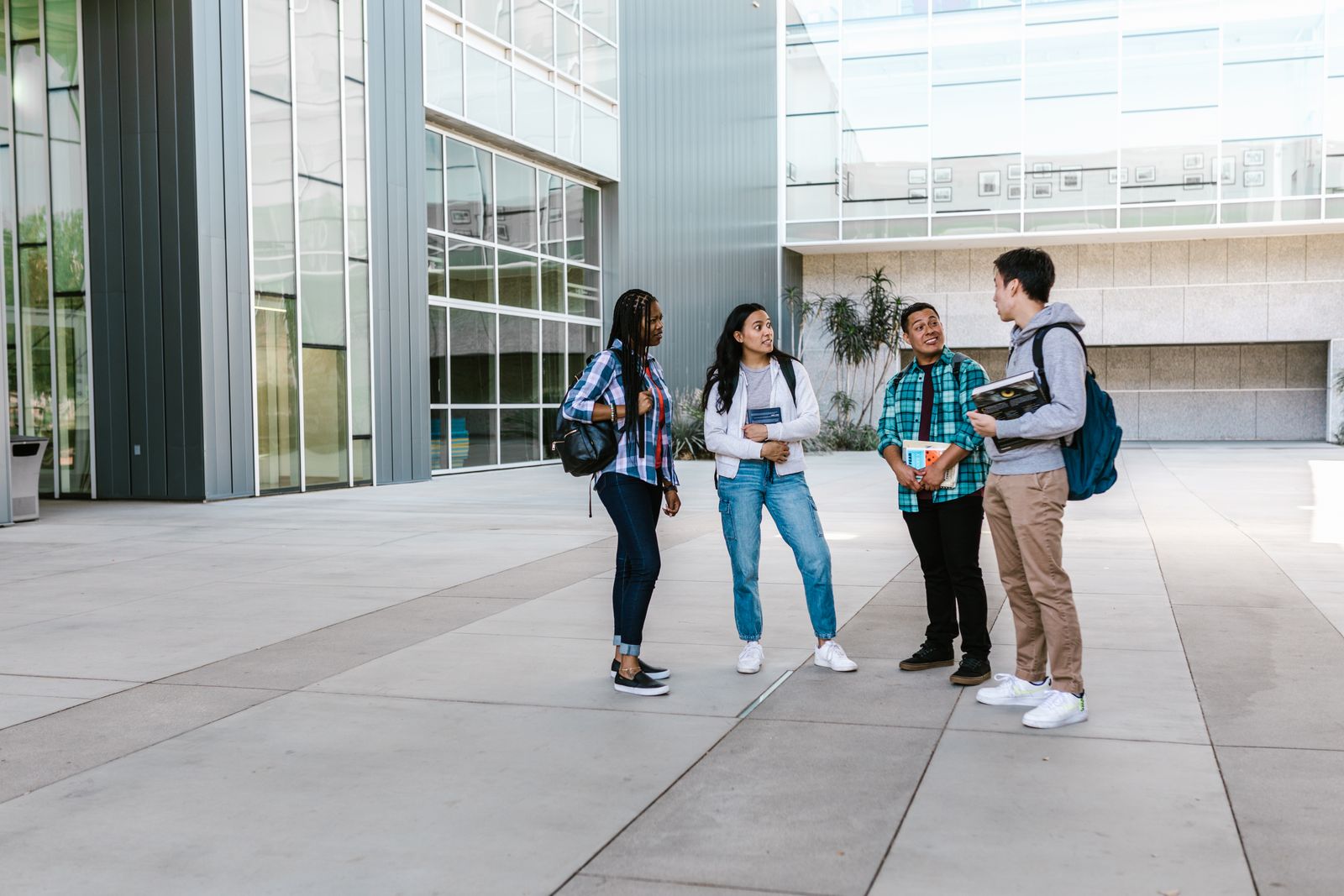 University students together on campus